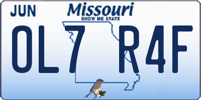 MO license plate OL7R4F