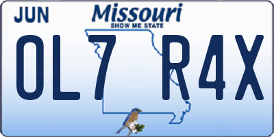 MO license plate OL7R4X