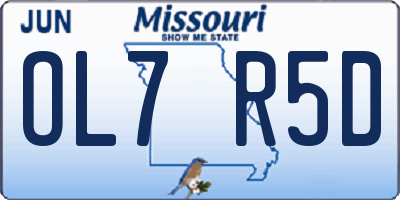 MO license plate OL7R5D