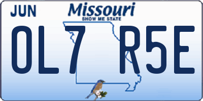 MO license plate OL7R5E