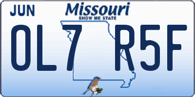 MO license plate OL7R5F