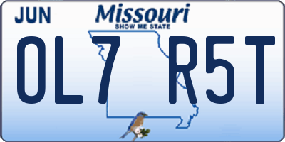 MO license plate OL7R5T