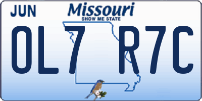 MO license plate OL7R7C