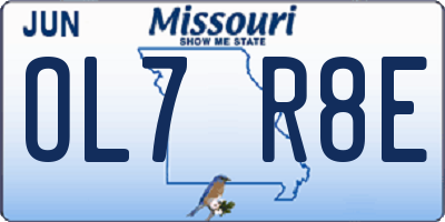 MO license plate OL7R8E