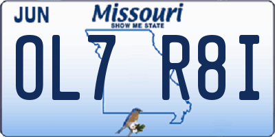 MO license plate OL7R8I