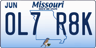 MO license plate OL7R8K
