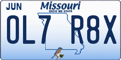 MO license plate OL7R8X