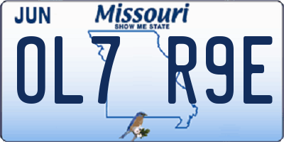 MO license plate OL7R9E