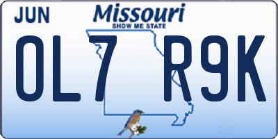 MO license plate OL7R9K
