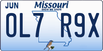 MO license plate OL7R9X