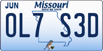 MO license plate OL7S3D