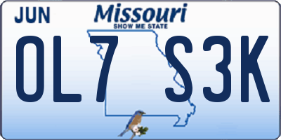 MO license plate OL7S3K