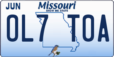 MO license plate OL7T0A