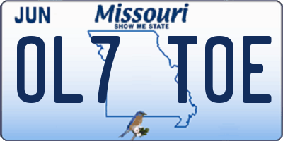 MO license plate OL7T0E