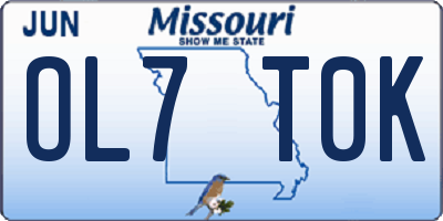 MO license plate OL7T0K