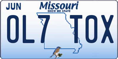 MO license plate OL7T0X