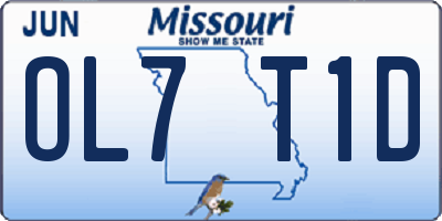 MO license plate OL7T1D