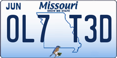 MO license plate OL7T3D