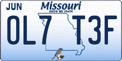 MO license plate OL7T3F