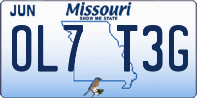 MO license plate OL7T3G