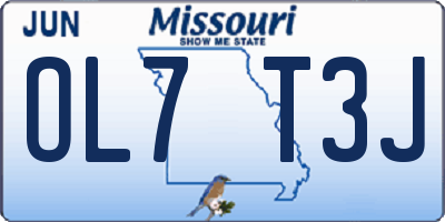 MO license plate OL7T3J