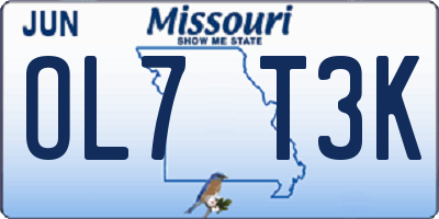 MO license plate OL7T3K
