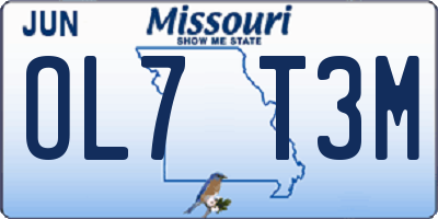 MO license plate OL7T3M