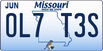 MO license plate OL7T3S