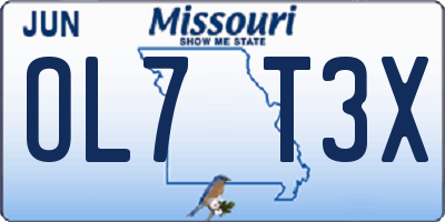 MO license plate OL7T3X