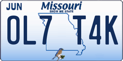 MO license plate OL7T4K