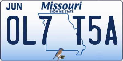 MO license plate OL7T5A