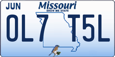 MO license plate OL7T5L