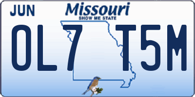 MO license plate OL7T5M