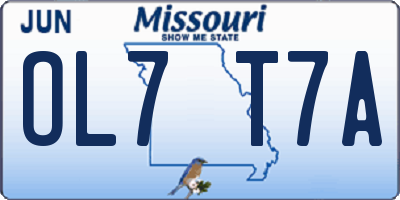 MO license plate OL7T7A