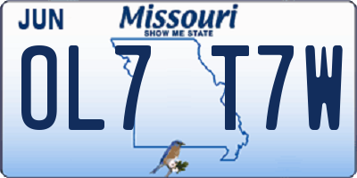 MO license plate OL7T7W