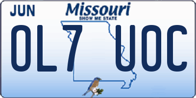 MO license plate OL7U0C