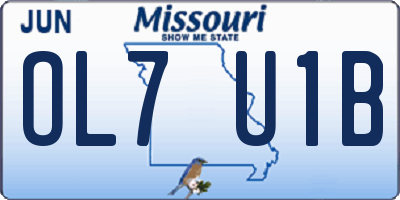 MO license plate OL7U1B