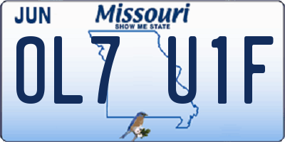 MO license plate OL7U1F