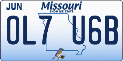 MO license plate OL7U6B
