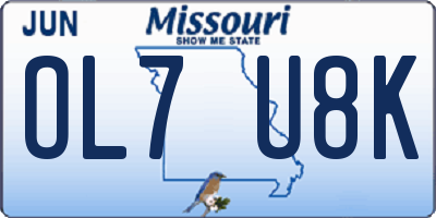 MO license plate OL7U8K