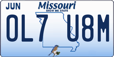 MO license plate OL7U8M