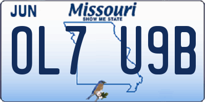 MO license plate OL7U9B