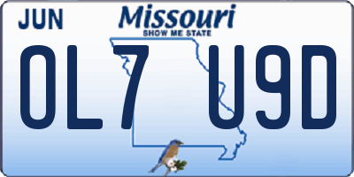 MO license plate OL7U9D