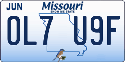 MO license plate OL7U9F