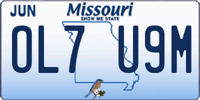MO license plate OL7U9M