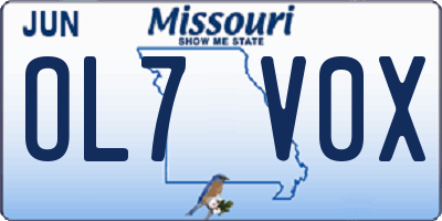 MO license plate OL7V0X