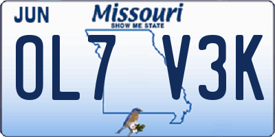 MO license plate OL7V3K