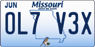 MO license plate OL7V3X