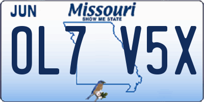 MO license plate OL7V5X
