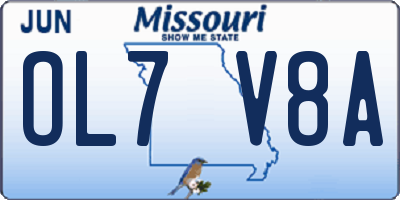 MO license plate OL7V8A